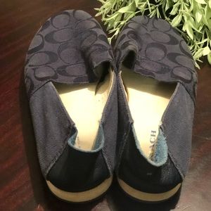 Navy Signature “C” Coach slip on shoes